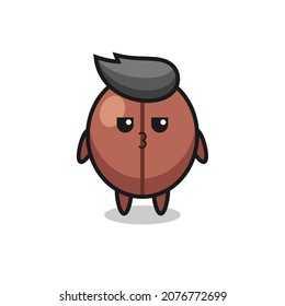 the bored expression of cute coffee bean characters , cute style design for t shirt, sticker, logo element
