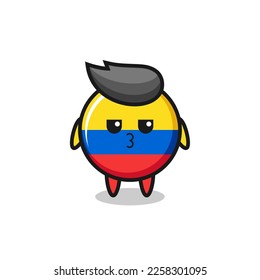 the bored expression of cute colombia flag badge characters , cute style design for t shirt, sticker, logo element