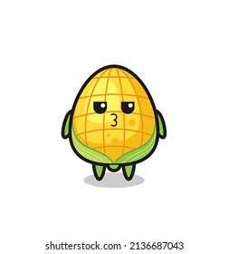 the bored expression of cute corn characters , cute style design for t shirt, sticker, logo element