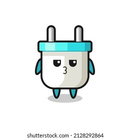 the bored expression of cute electric plug characters , cute style design for t shirt, sticker, logo element
