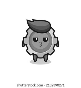 la expresión aburrida de los personajes de los engranajes bonitos , diseño de estilo lindo para camiseta, pegatina, elemento logo