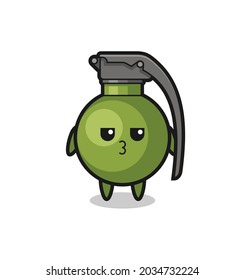 the bored expression of cute grenade characters , cute style design for t shirt, sticker, logo element