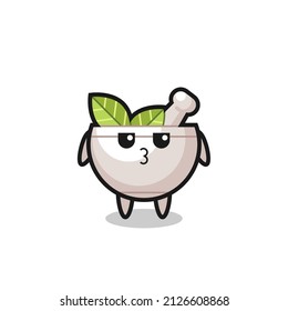 the bored expression of cute herbal bowl characters , cute style design for t shirt, sticker, logo element