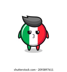 the bored expression of cute italy flag characters , cute style design for t shirt, sticker, logo element