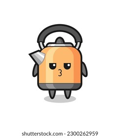 the bored expression of cute kettle characters , cute style design for t shirt, sticker, logo element
