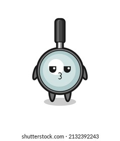 la expresión aburrida de adorables personajes de lupa de vidrio , diseño de estilo lindo para camiseta, pegatina, elemento logo