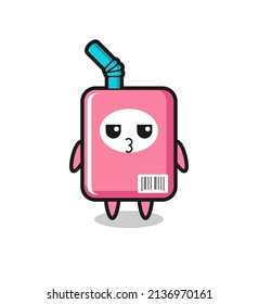 the bored expression of cute milk box characters , cute style design for t shirt, sticker, logo element