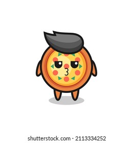 the bored expression of cute pizza characters , cute style design for t shirt, sticker, logo element