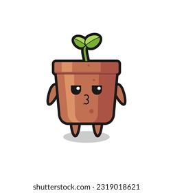 the bored expression of cute plant pot characters , cute style design for t shirt, sticker, logo element