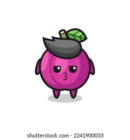 la expresión aburrida de personajes de la ciruela linda , diseño de estilo lindo para camiseta, pegatina, elemento logo