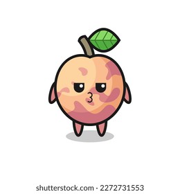 the bored expression of cute pluot fruit characters , cute style design for t shirt, sticker, logo element