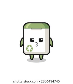 the bored expression of cute trash can characters , cute style design for t shirt, sticker, logo element