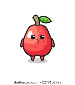 the bored expression of cute water apple characters , cute style design for t shirt, sticker, logo element