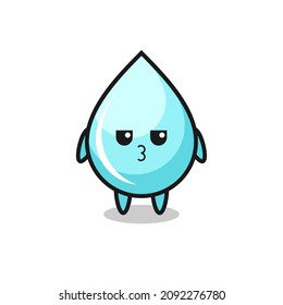 the bored expression of cute water drop characters , cute style design for t shirt, sticker, logo element