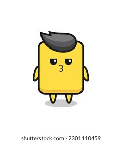 the bored expression of cute yellow card characters , cute style design for t shirt, sticker, logo element