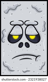 Bored Expression of White Ghost Face Expression Character Cartoon. Wallpaper, Cover, Label and Packaging Design. Vector Illustration