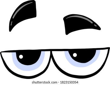 Bored eyes, illustration, vector on white background