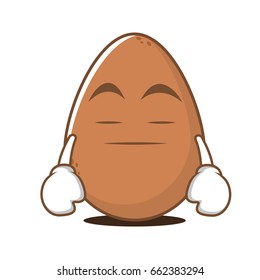 Bored face egg cartoon character vector illustration