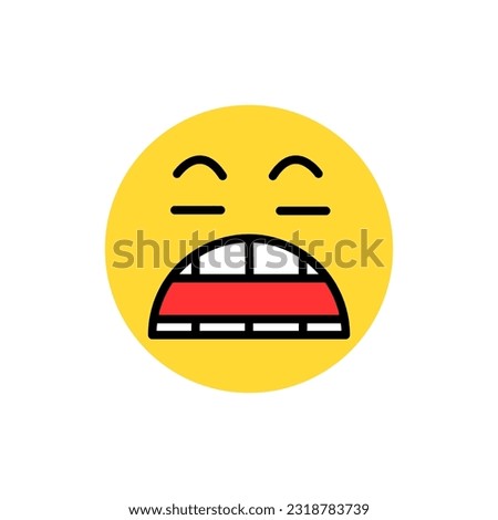Bored face emoticon, Vector and Illustration.	