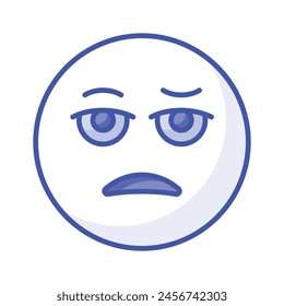 Expresión de cara aburrida, ícono de emoji aburrido, Vector premium