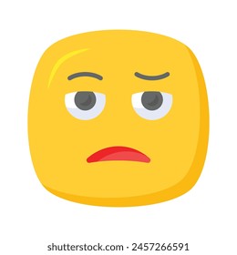 Expresión de cara aburrida, ícono de emoji aburrido, Vector premium