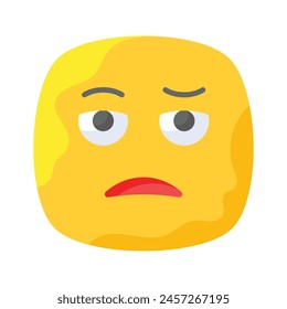 Expresión de cara aburrida, ícono de emoji aburrido, Vector premium