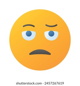 Expresión de cara aburrida, ícono de emoji aburrido, Vector premium