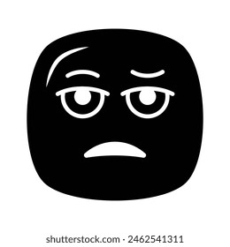 Expresión de cara aburrida, ícono de emoji aburrido, Vector premium