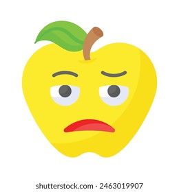 Expresión de cara aburrida, ícono de emoji aburrido, Vector premium