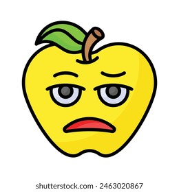 Expresión de cara aburrida, ícono de emoji aburrido, Vector premium