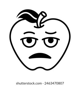 Expresión de cara aburrida, ícono de emoji aburrido, Vector premium