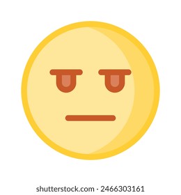 Expresión de cara aburrida, ícono de emoji aburrido, Vector premium