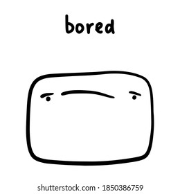 Bored face hand drawn vector illustration in cartoon doodle style expressive feelings emotions man lettering