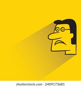 bored face icon with shadow on yellow background
