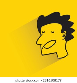 bored face with shadow on yellow background