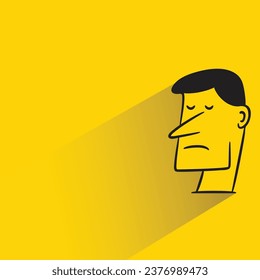 bored face with shadow on yellow background