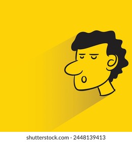 bored face with shadow on yellow background