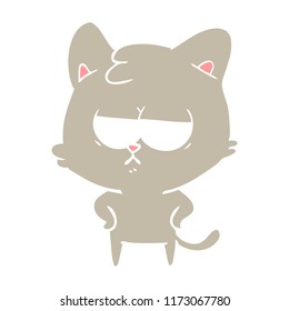 bored flat color style cartoon cat