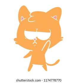 bored flat color style cartoon cat