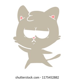 bored flat color style cartoon cat