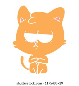 bored flat color style cartoon cat