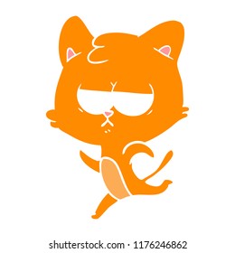 bored flat color style cartoon cat