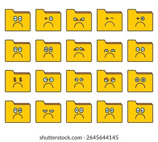 vetor de conjunto de emoticons de pasta entediada