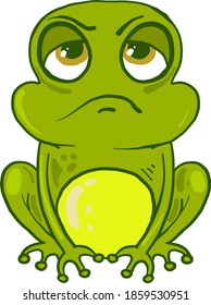 Bored frog, illustration, vector on white background.