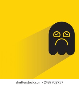 bored ghost emoji with shadow on yellow background
