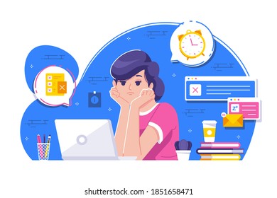bored girl character illustration background