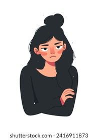 Bored Girl Experiencing Monotony - Minimalistic, Depicting Everyday Boredom and Lack of Interest. Flat Vector Illustration 