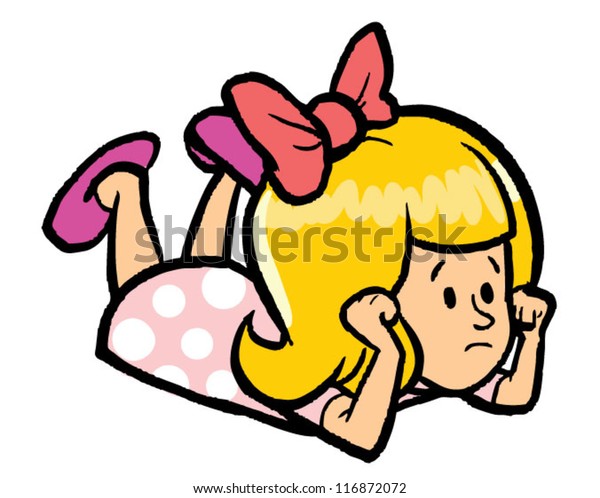 Bored Girl Lying On Floor Cartoon Stock Vector Royalty Free 116872072