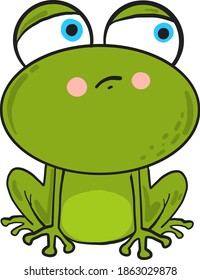 Bored green frog, illustration, vector on white background.