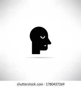 bored human head icon with drop shadow vector illustration